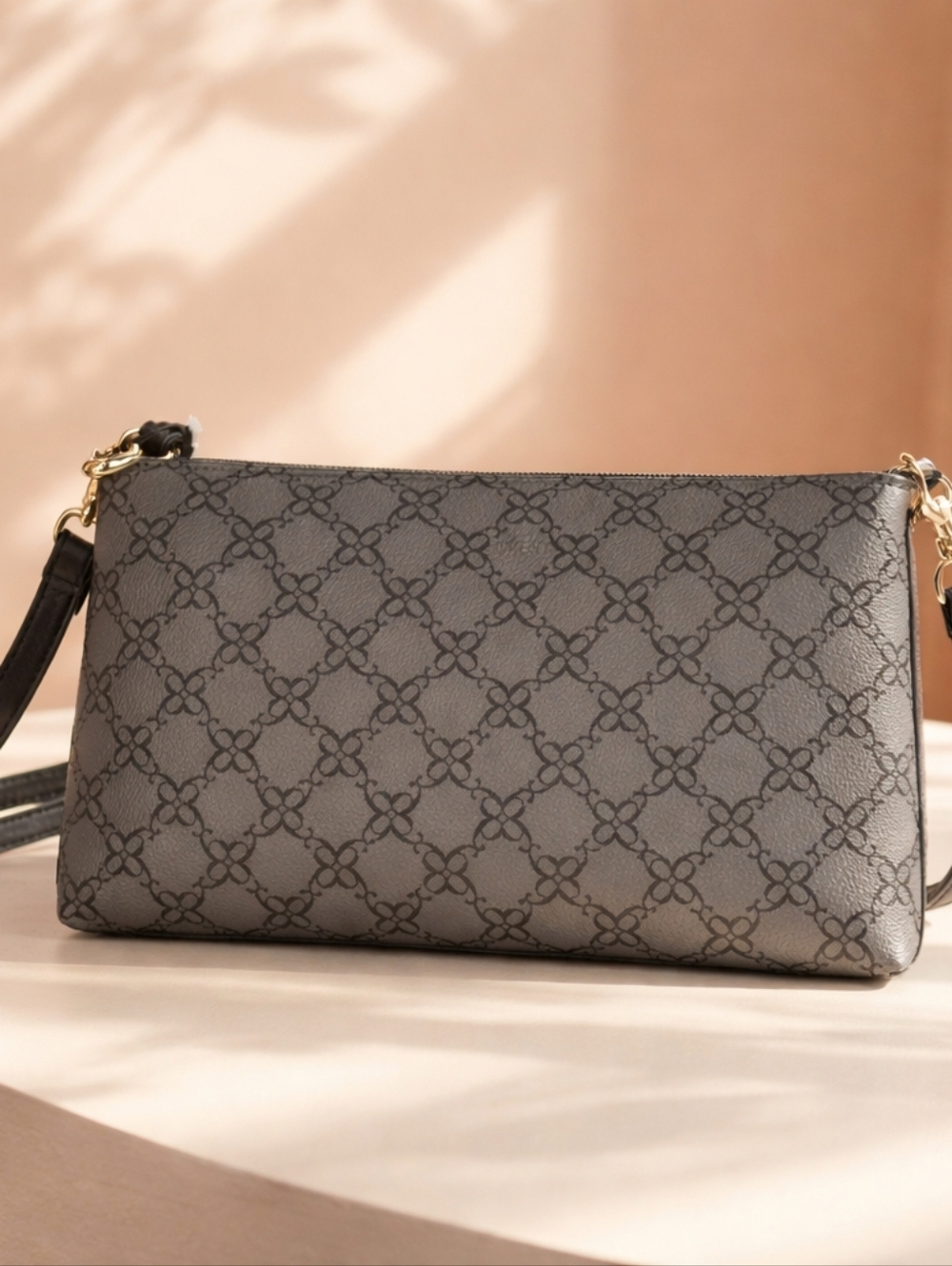 NWT Nine West Stylish Gray Patterned Crossbody Bag